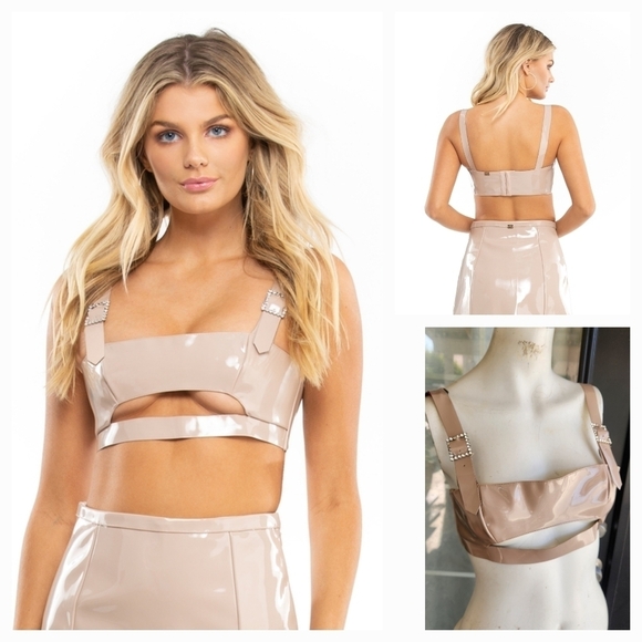 For Love‎ & Lemons High Roller Latex Top - Picture 1 of 8
